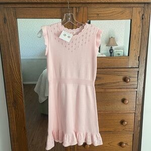 Light Pink Sweater (10-12) Sweater Dress & Earrings